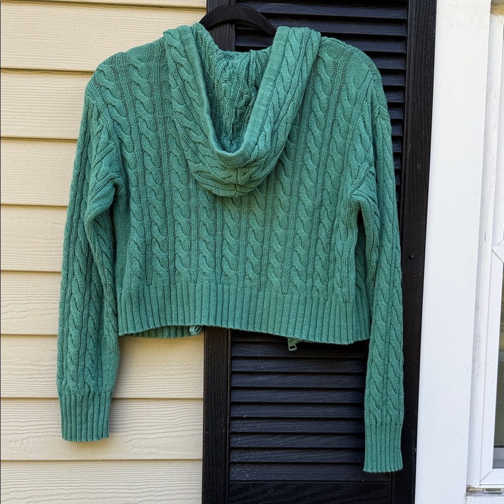 American Eagle Outfitters Green Hooded Cardigan - Picture 2 of 7